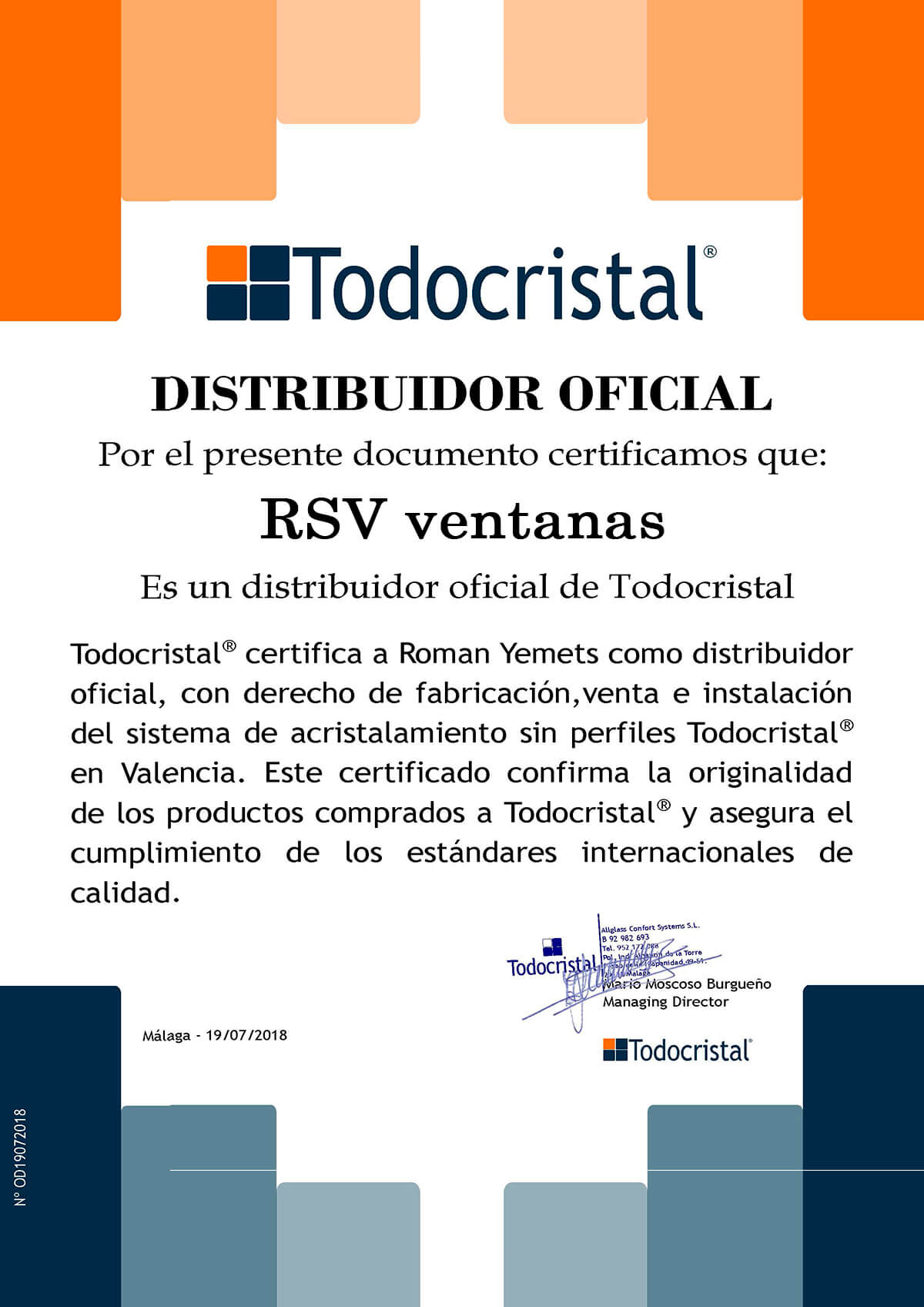 RSV ventanas - дистрибьютор безрамного остекления в Валенсии